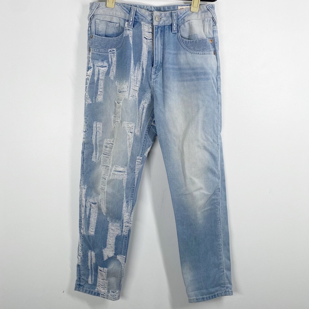 EVISU Japanese distressed light wash women’s jeans